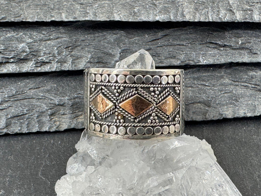 Tribal Sterling Silver Gold Platted ring 9.5US