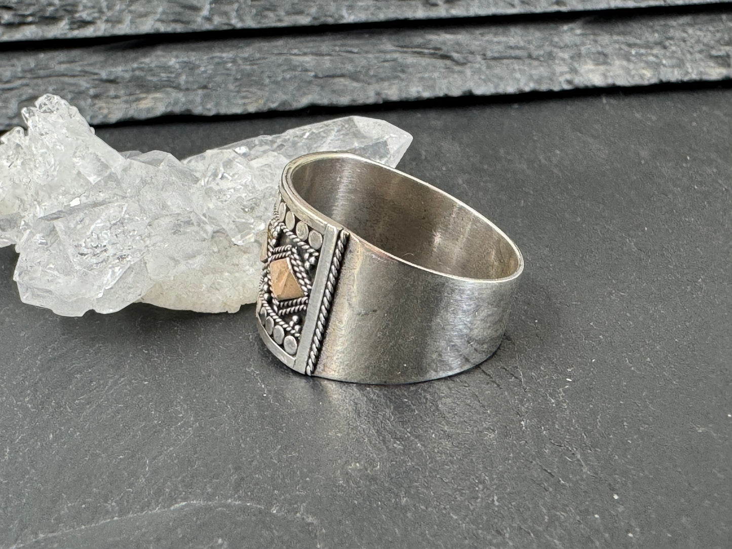Tribal Sterling Silver Gold Platted ring 9.5US