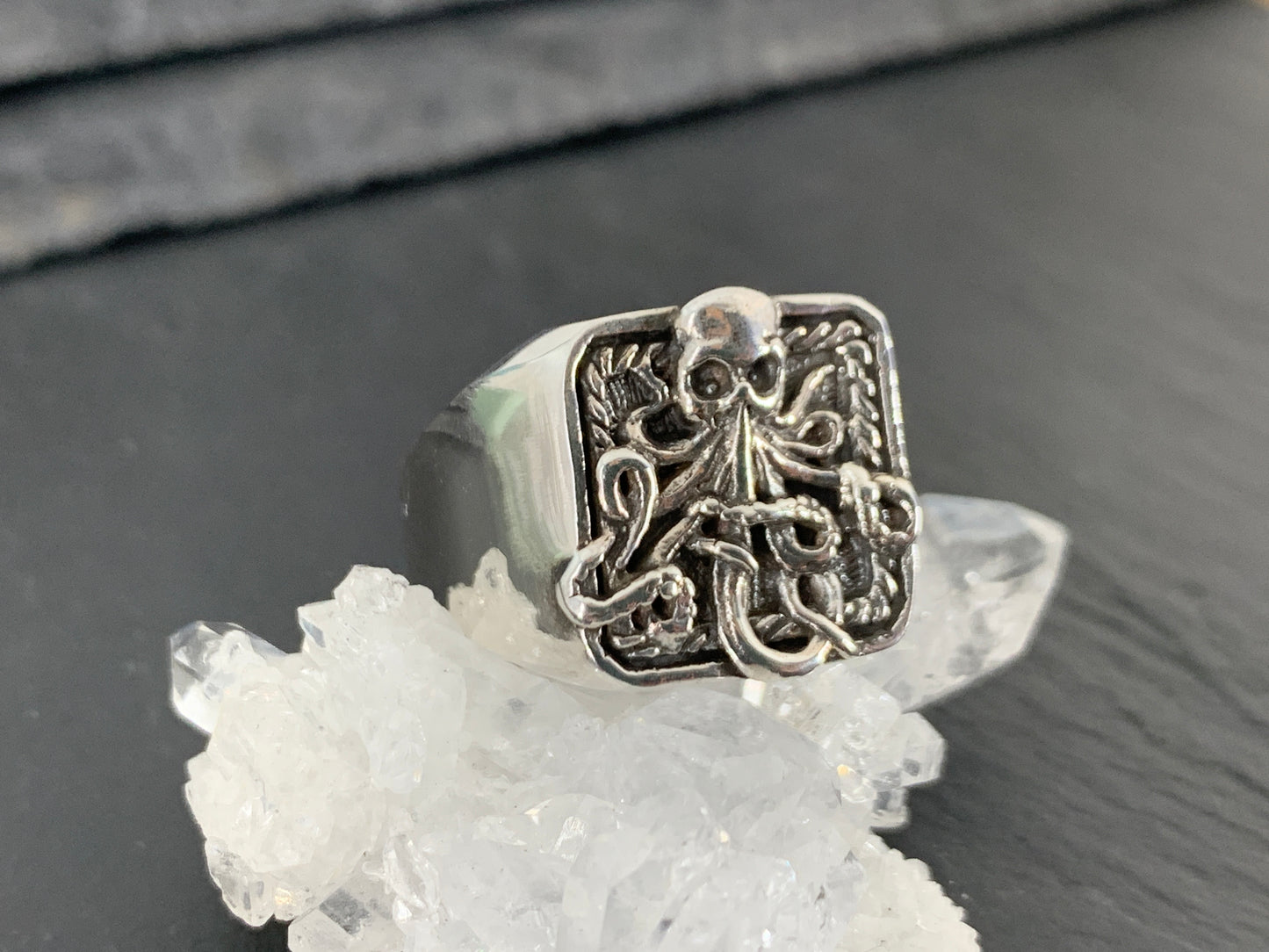Octopus Signet Ring • Kraken Squid Ring for Men