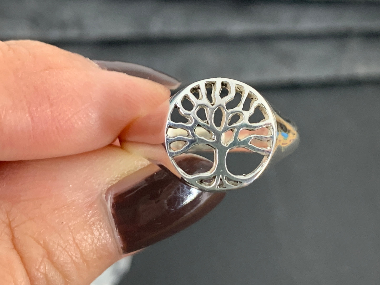 Sterling Silver Tree of Life Ring • Dainty Nature Symbol Ring
