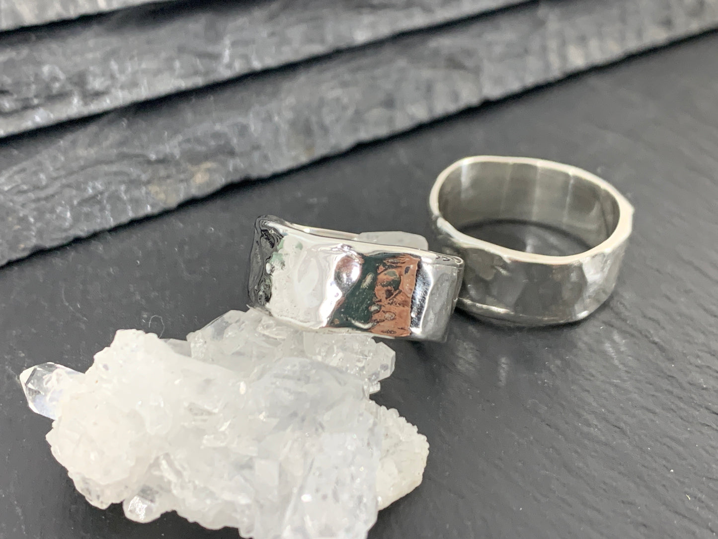 Wide Hammered Silver Band Ring. Rustic Unisex Jewelry