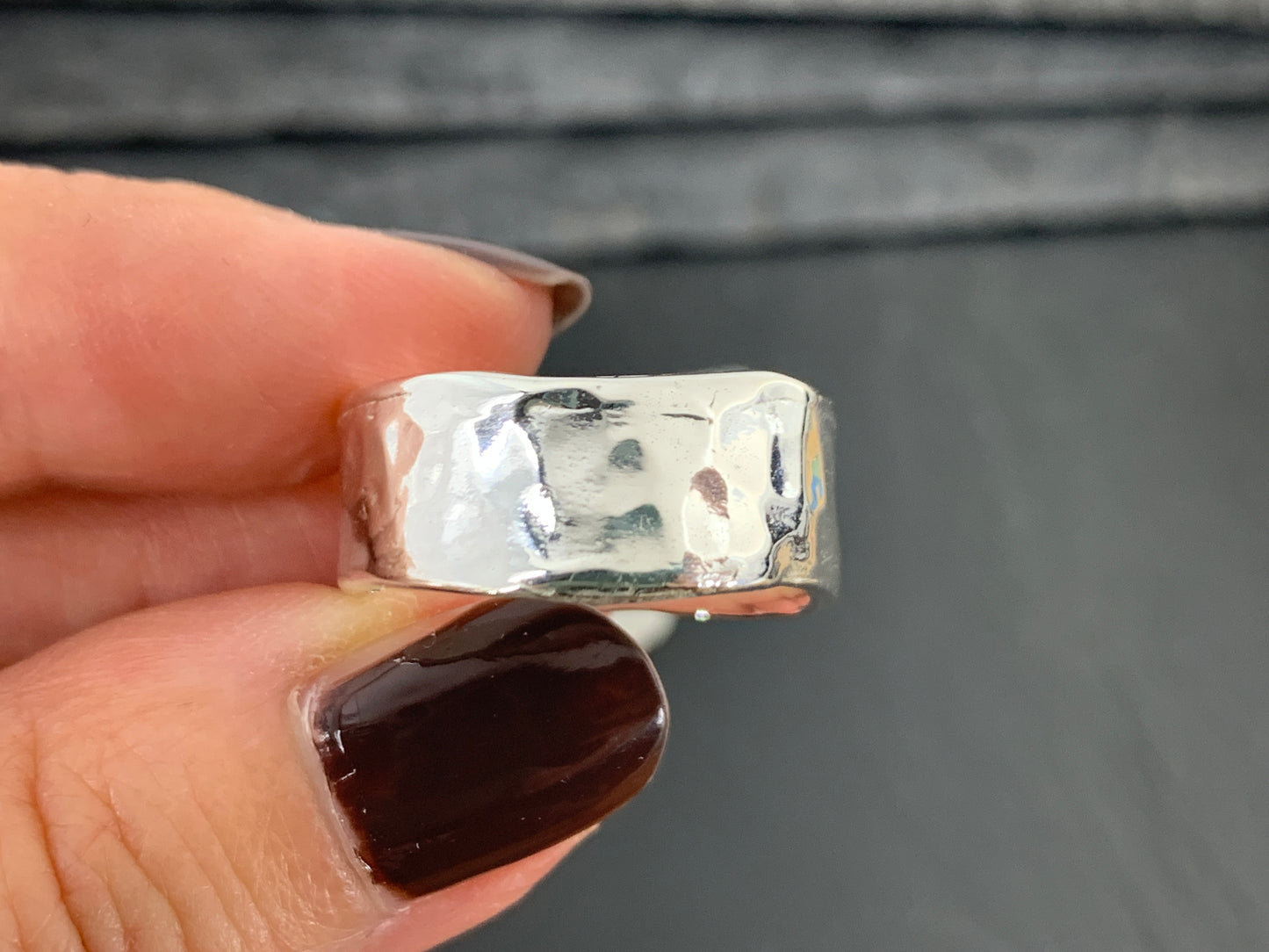 Wide Hammered Silver Band Ring. Rustic Unisex Jewelry
