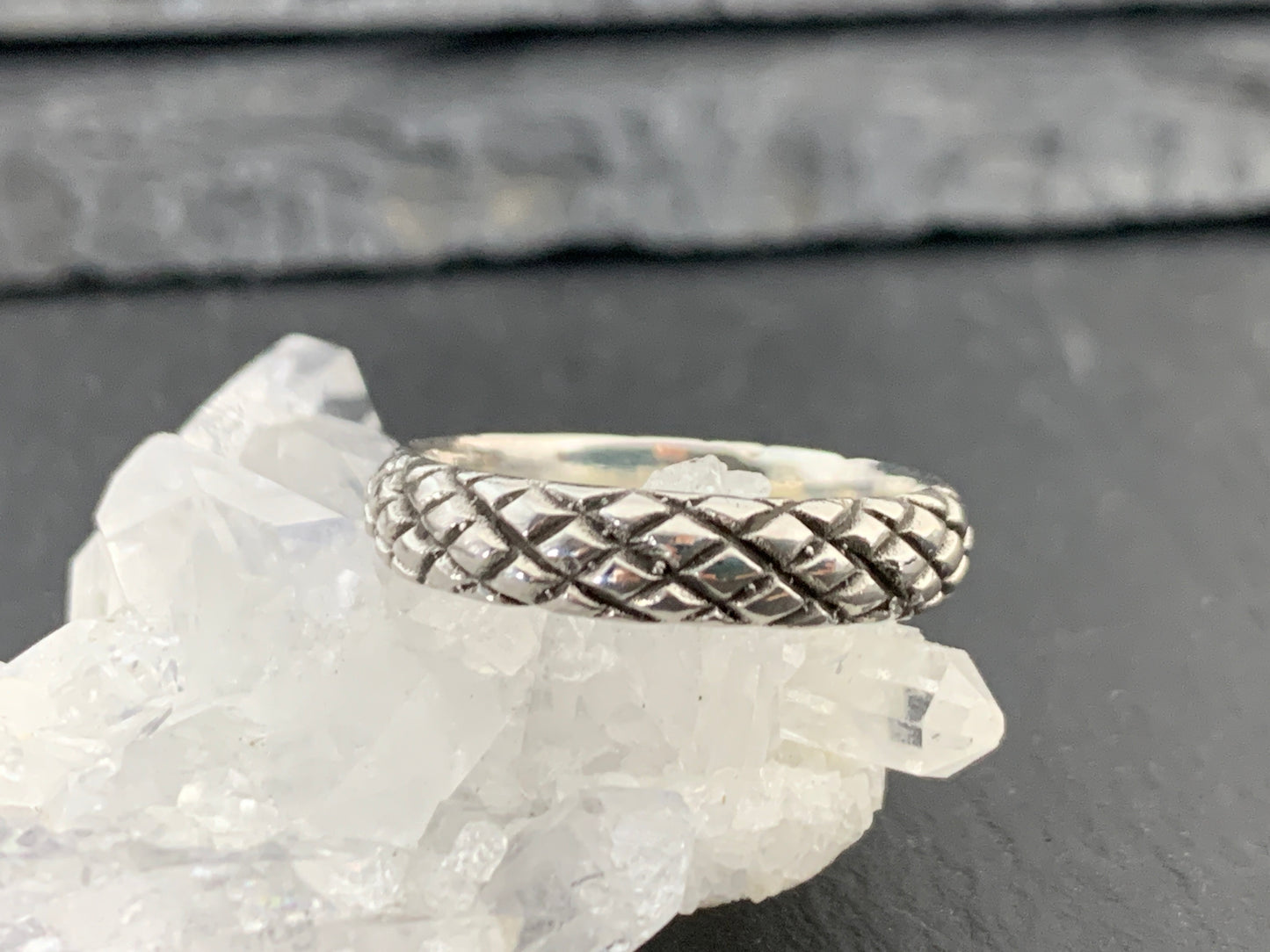 Sterling Silver Braided Band Ring • Textured Woven Pattern Ring • Minimalist Unisex