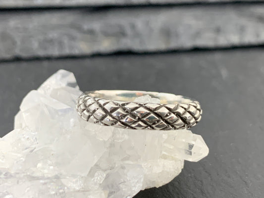 Sterling Silver Braided Band Ring • Textured Woven Pattern Ring • Minimalist Unisex