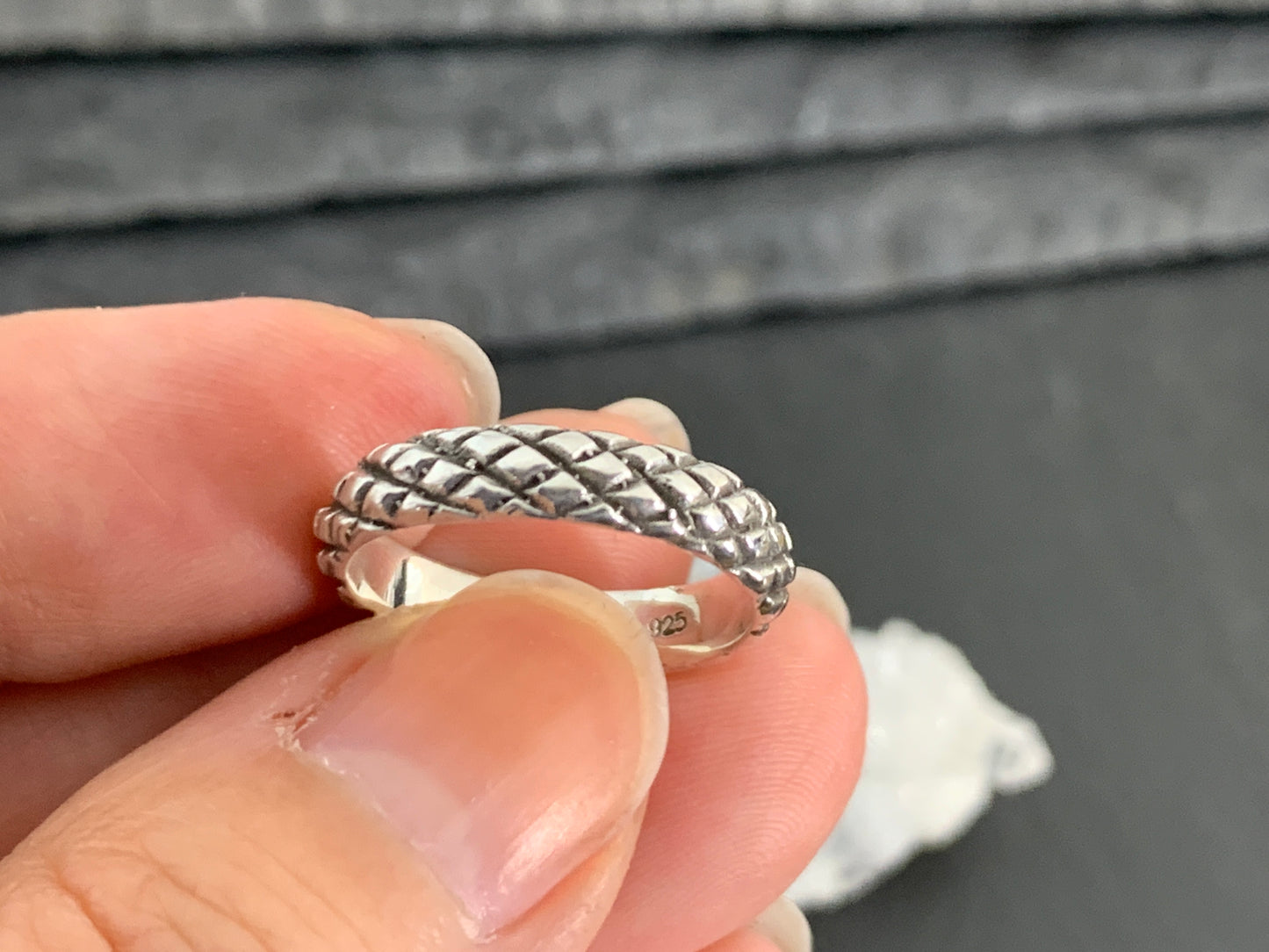 Sterling Silver Braided Band Ring • Textured Woven Pattern Ring • Minimalist Unisex