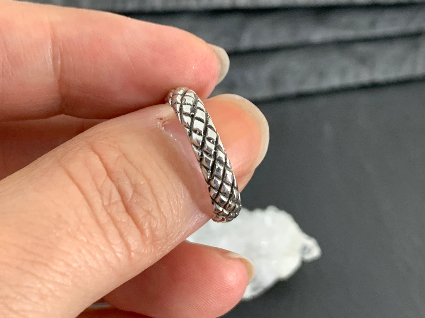 Sterling Silver Braided Band Ring • Textured Woven Pattern Ring • Minimalist Unisex