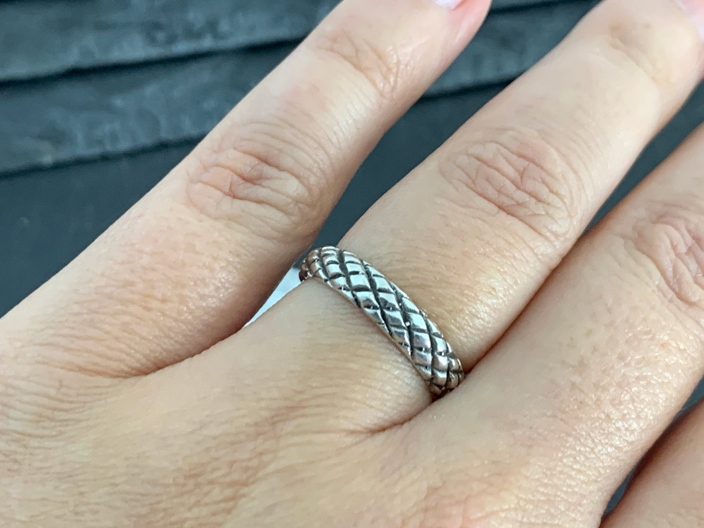 Sterling Silver Braided Band Ring • Textured Woven Pattern Ring • Minimalist Unisex
