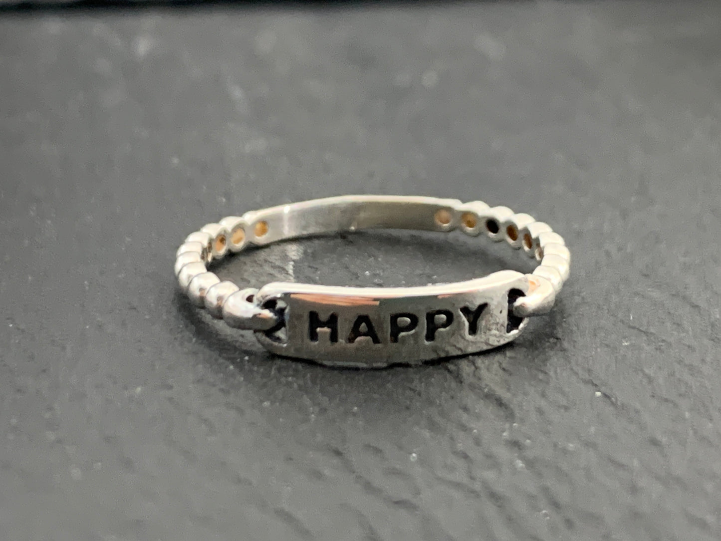 HAPPY Ring, Sterling Silver Word Ring, Inspirational Minimalist Jewelry, Dainty Positivity