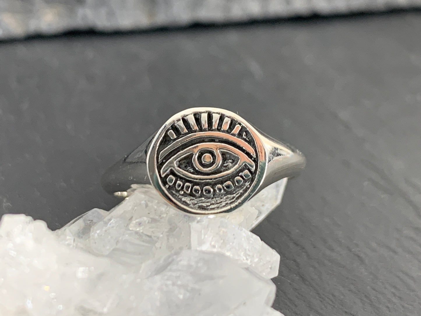 Sterling Silver Eye Ring • Evil Eye Protection Jewelry • All-Seeing Eye Signet