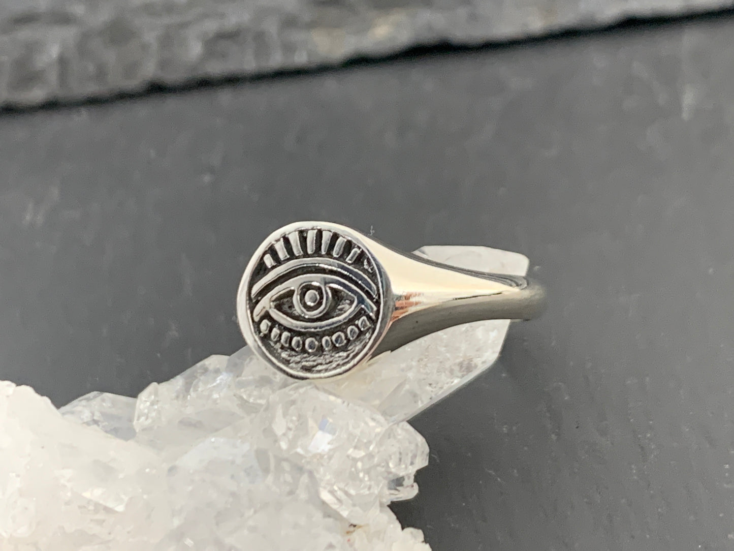 Sterling Silver Eye Ring • Evil Eye Protection Jewelry • All-Seeing Eye Signet