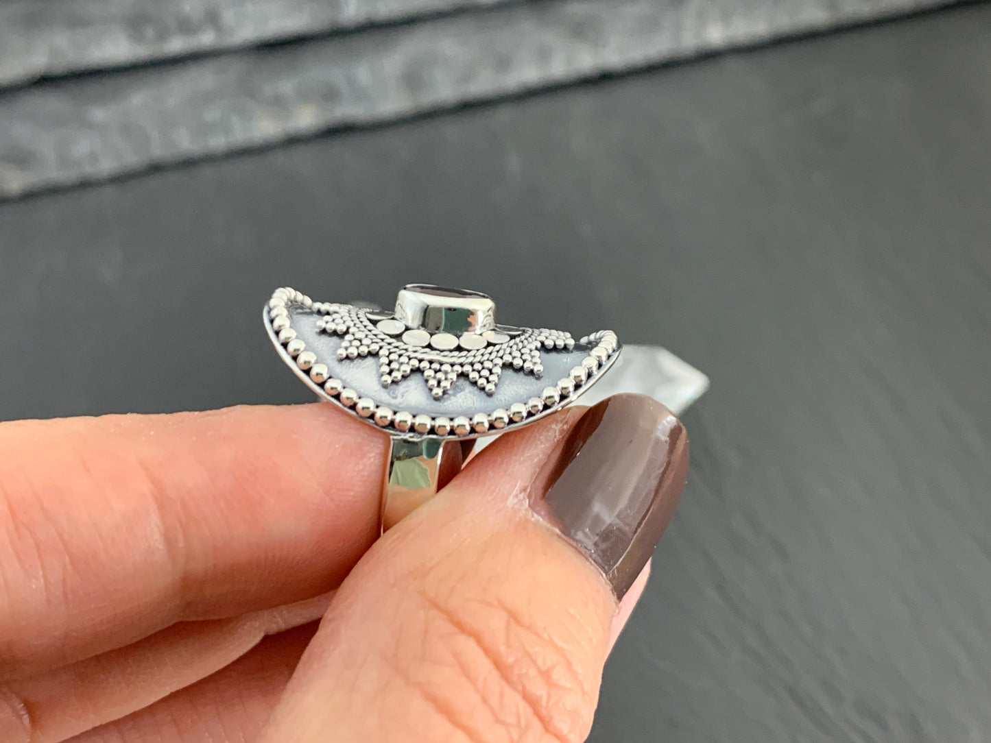 Boho Garnet Ring, Sterling Silver Statement Ring, Vintage Style Filigree Jewelry, Red Gemstone (Copy)