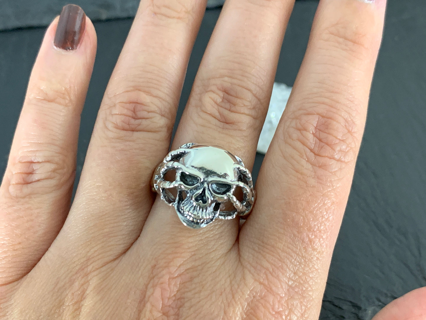 Skull Ring for Men • Skeleton Hand Ring • Gothic Stainless Steel Biker Jewelry