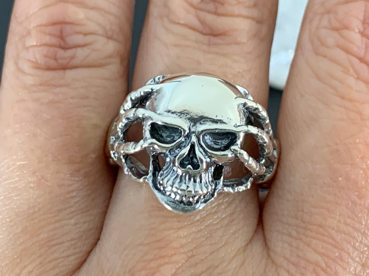 Skull Ring for Men • Skeleton Hand Ring • Gothic Stainless Steel Biker Jewelry