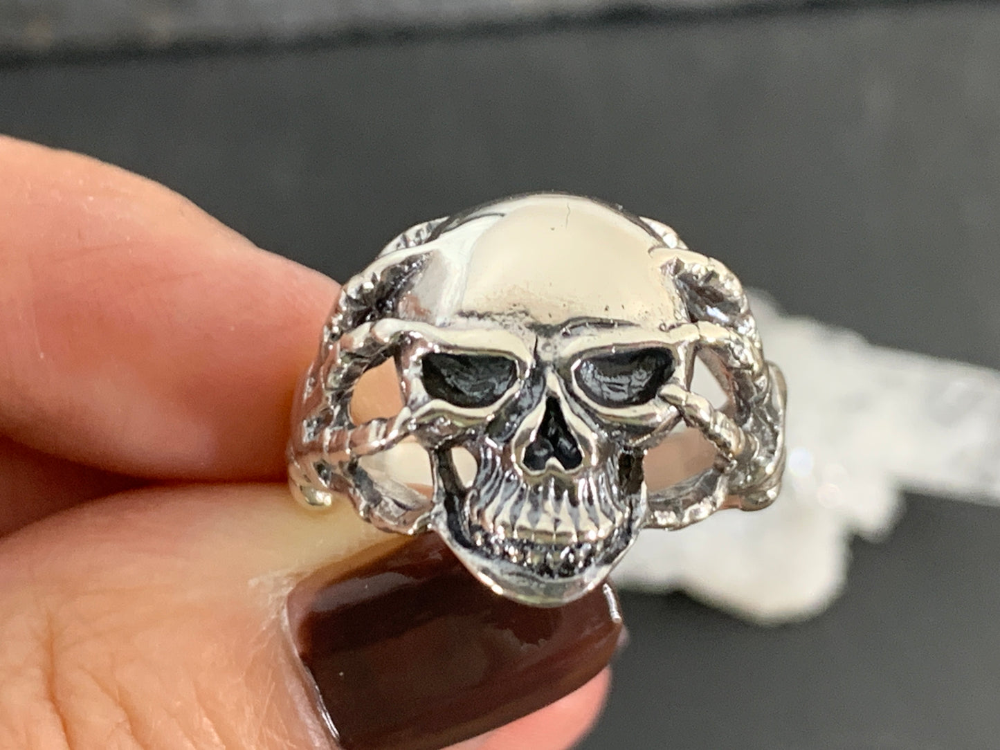 Skull Ring for Men • Skeleton Hand Ring • Gothic Stainless Steel Biker Jewelry