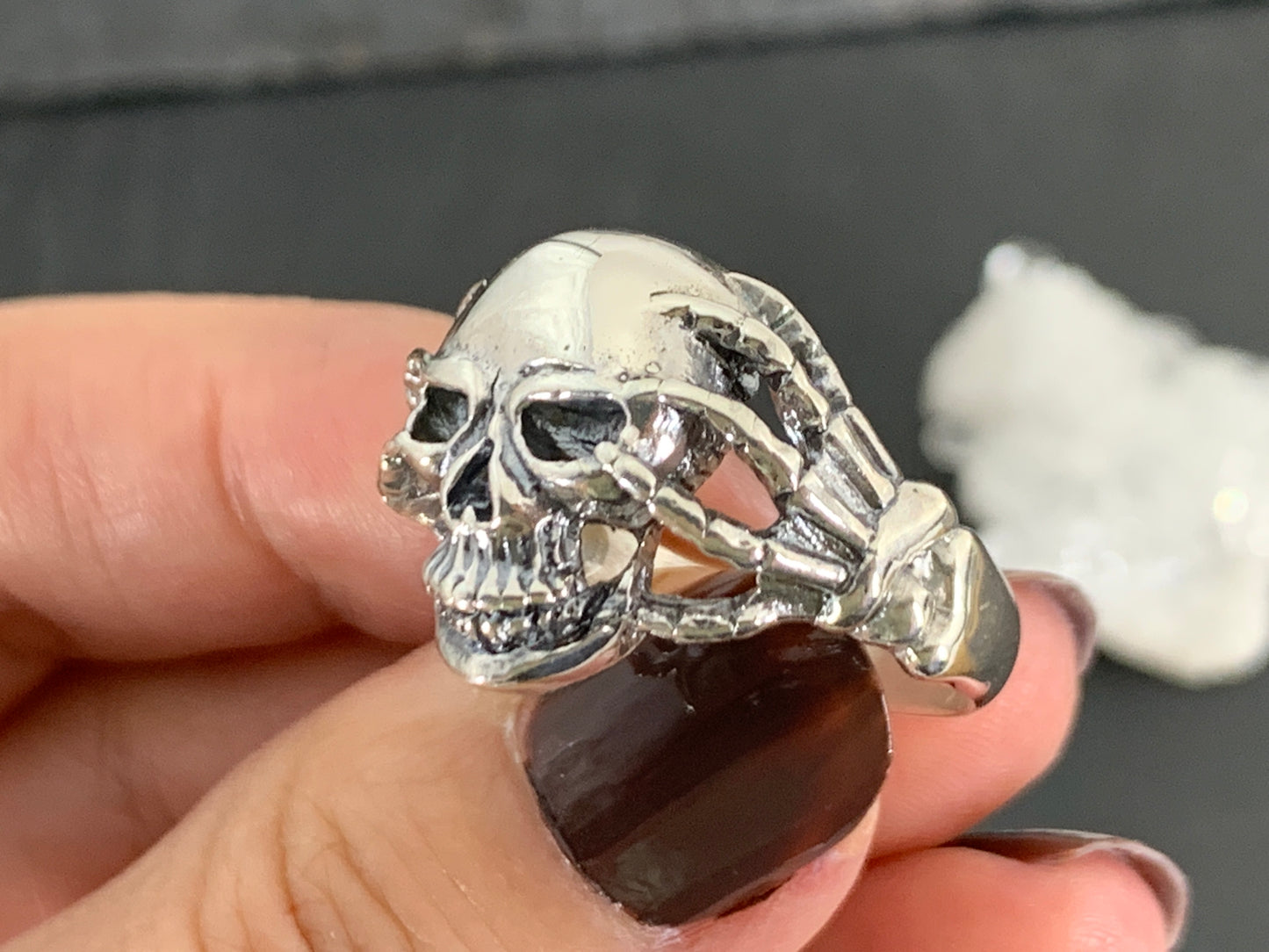 Skull Ring for Men • Skeleton Hand Ring • Gothic Stainless Steel Biker Jewelry