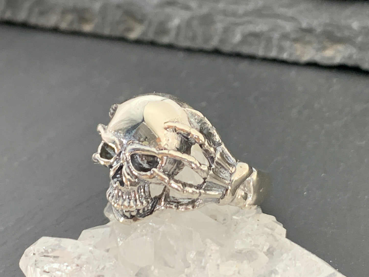 Skull Ring for Men • Skeleton Hand Ring • Gothic Stainless Steel Biker Jewelry