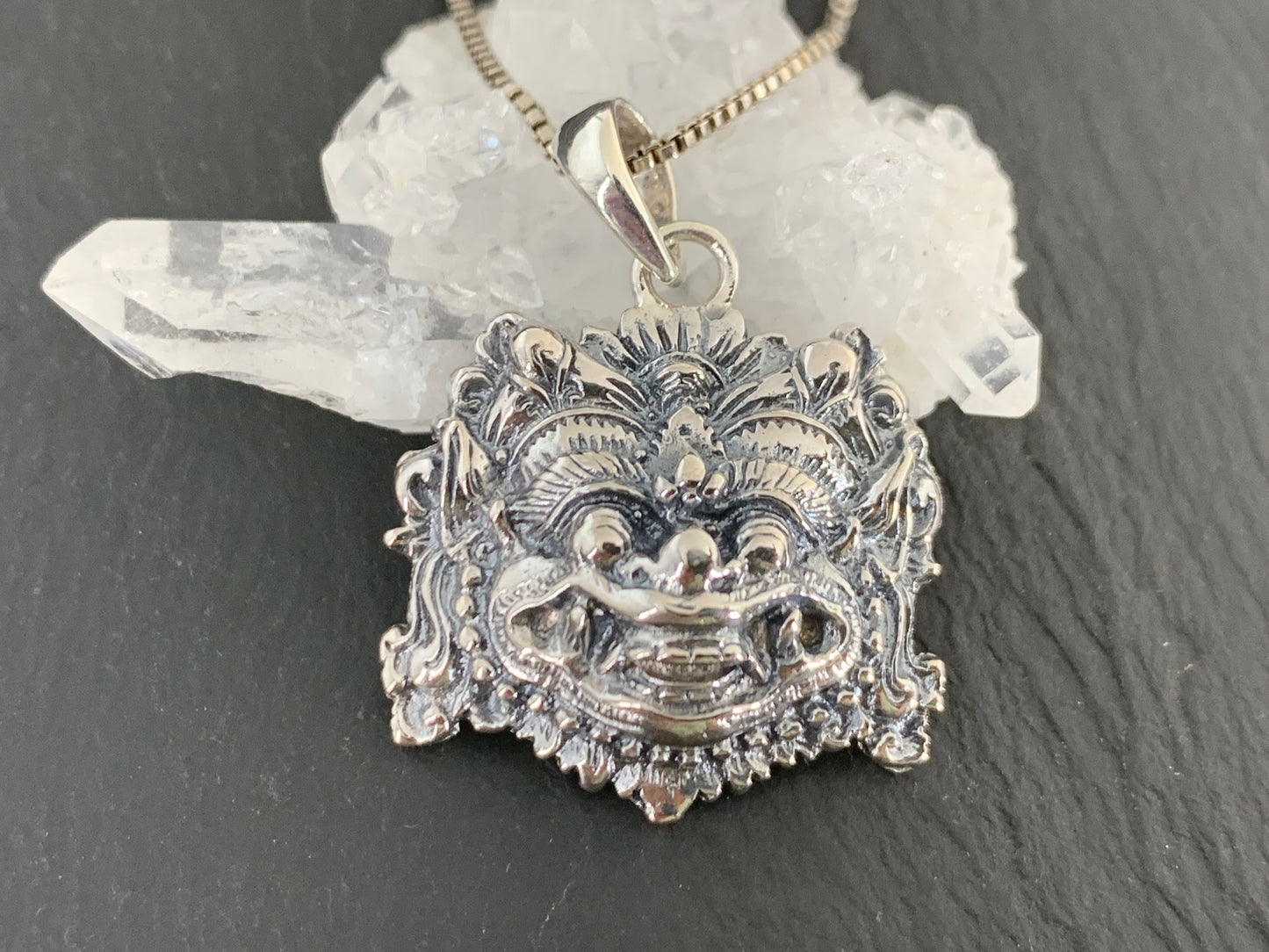 Balinese Barong Pendant • Sterling Silver Mask Necklace • Protection Amulet Jewelry