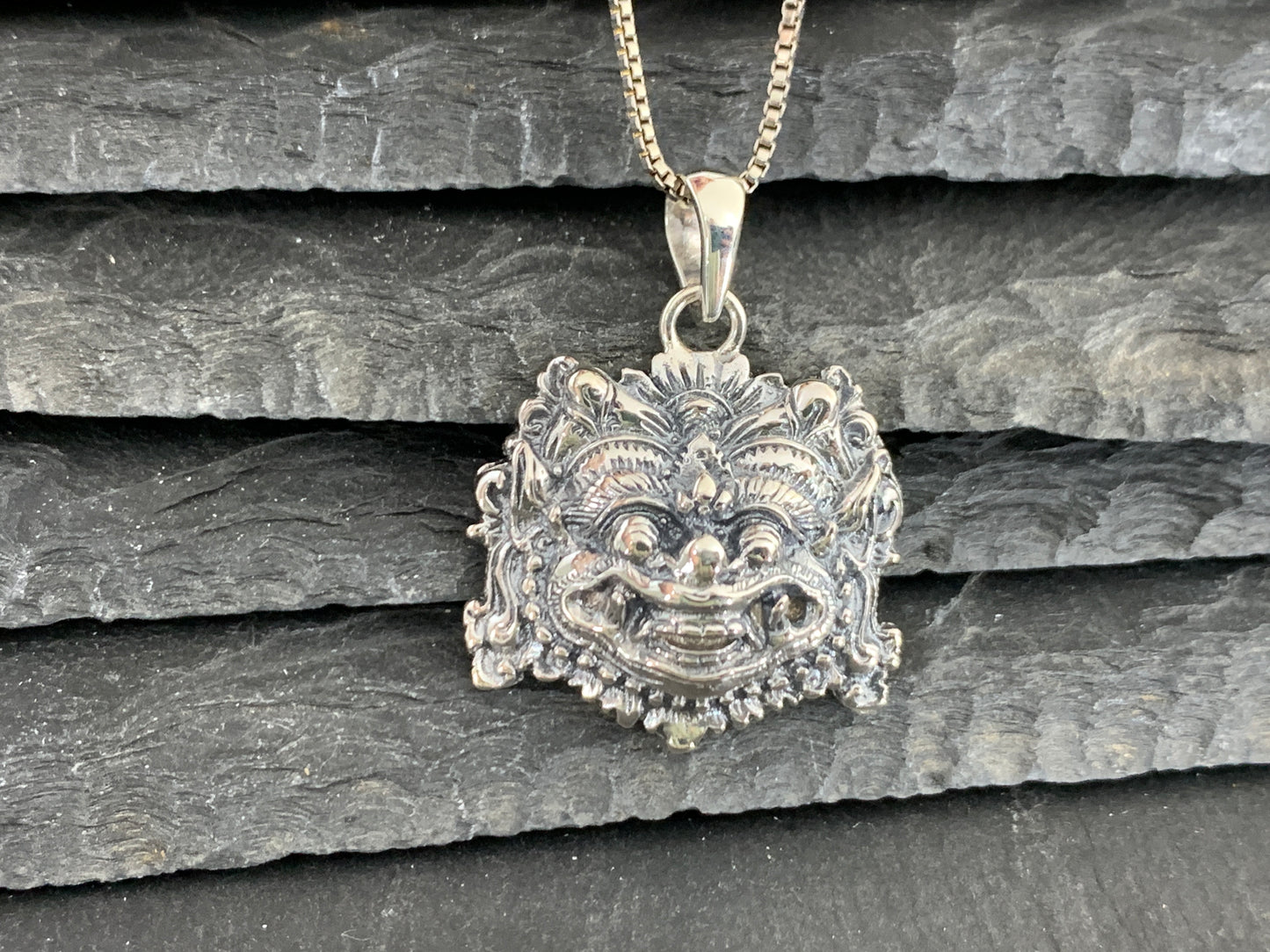 Balinese Barong Pendant • Sterling Silver Mask Necklace • Protection Amulet Jewelry