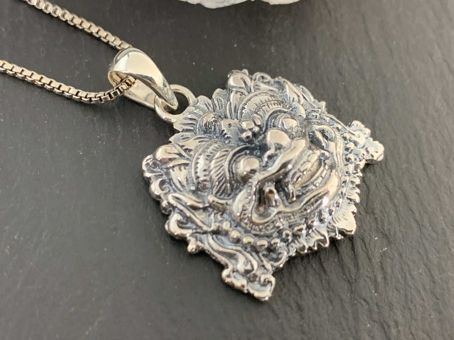 Balinese Barong Pendant • Sterling Silver Mask Necklace • Protection Amulet Jewelry