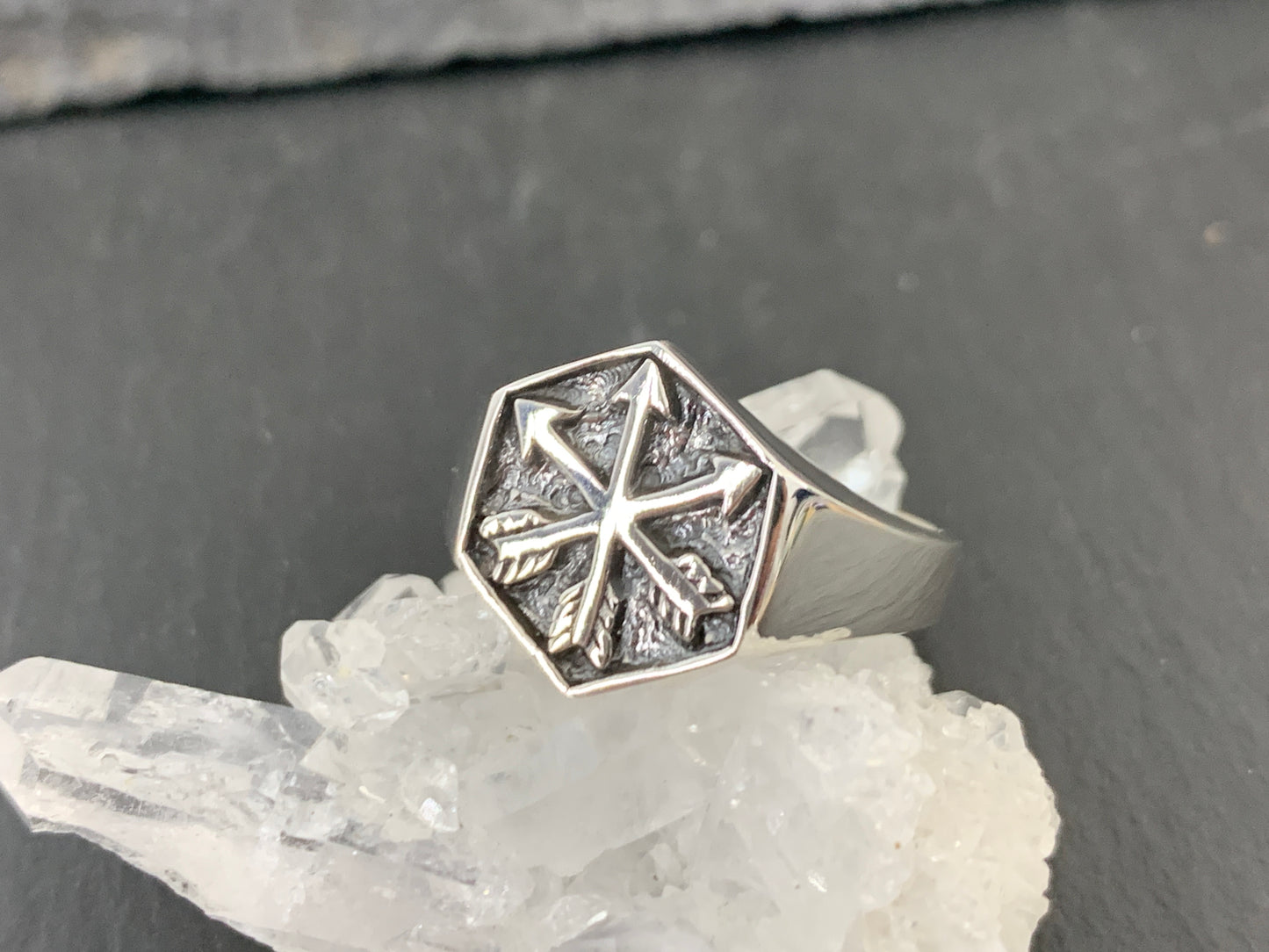 Hexagonal Viking Compass Ring • Vegvisir Norse Symbol Ring •  Rune Protection Jewelry