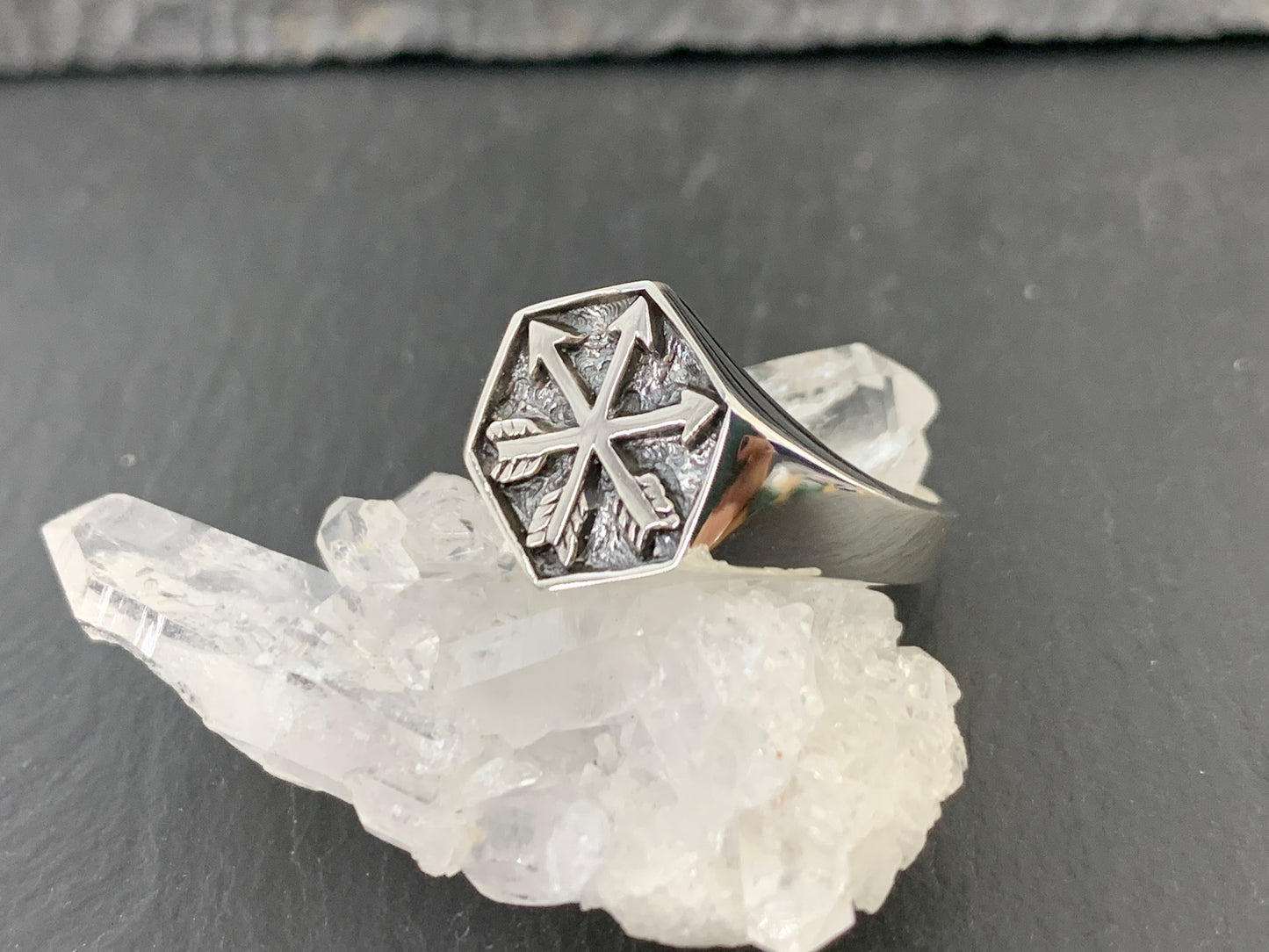 Hexagonal Viking Compass Ring • Vegvisir Norse Symbol Ring •  Rune Protection Jewelry
