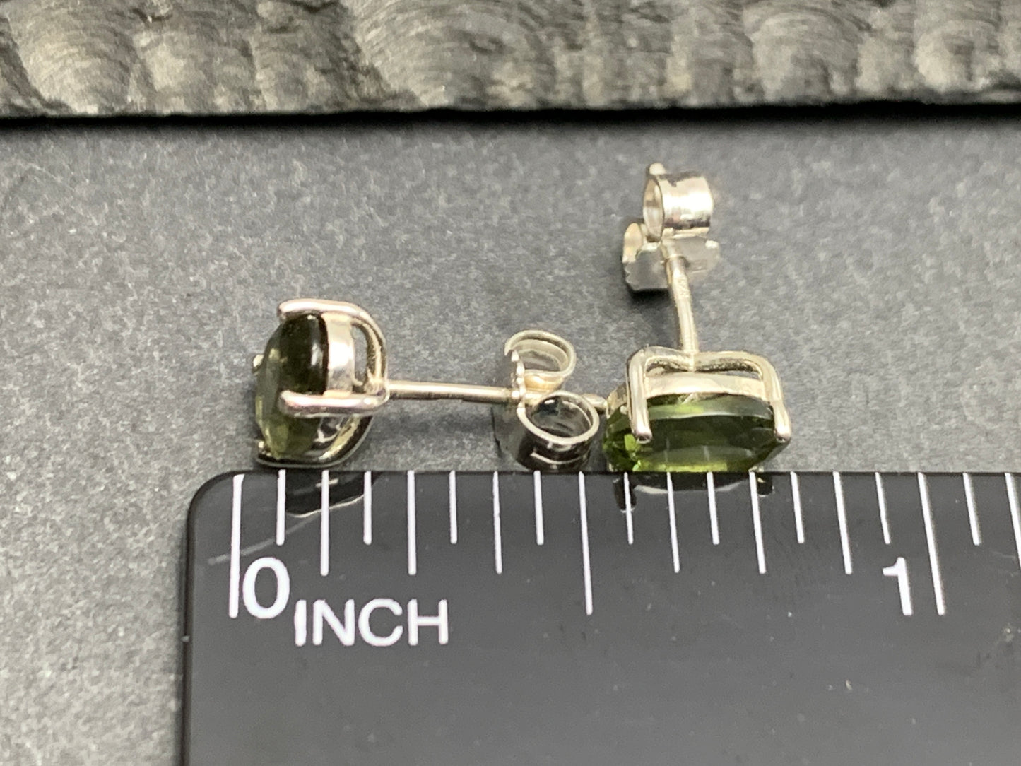 Earrings with Oval Moldavite 7x5mm