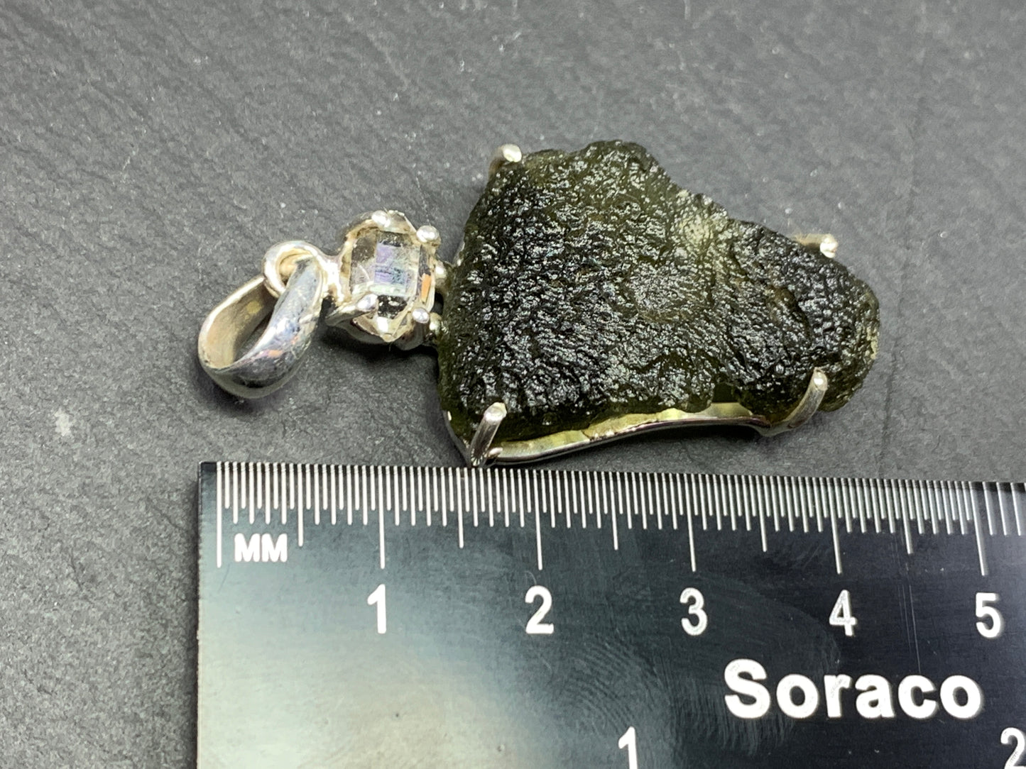 Powerful Moldavite & Herkimer Diamond pendant