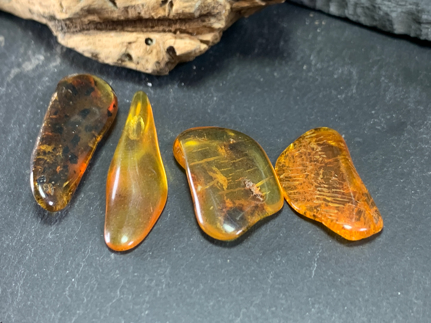 Natural Amber/ Not drilled/ Lot of 4