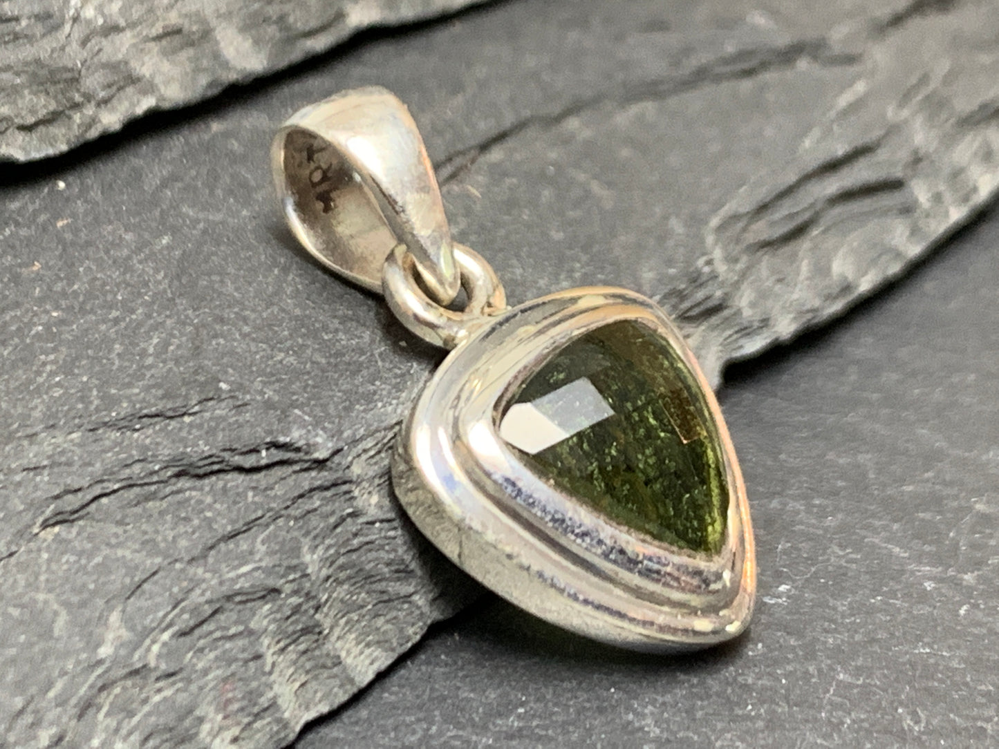 Diphda pendant-  Moldavite & Sterling Silver 2.75gr