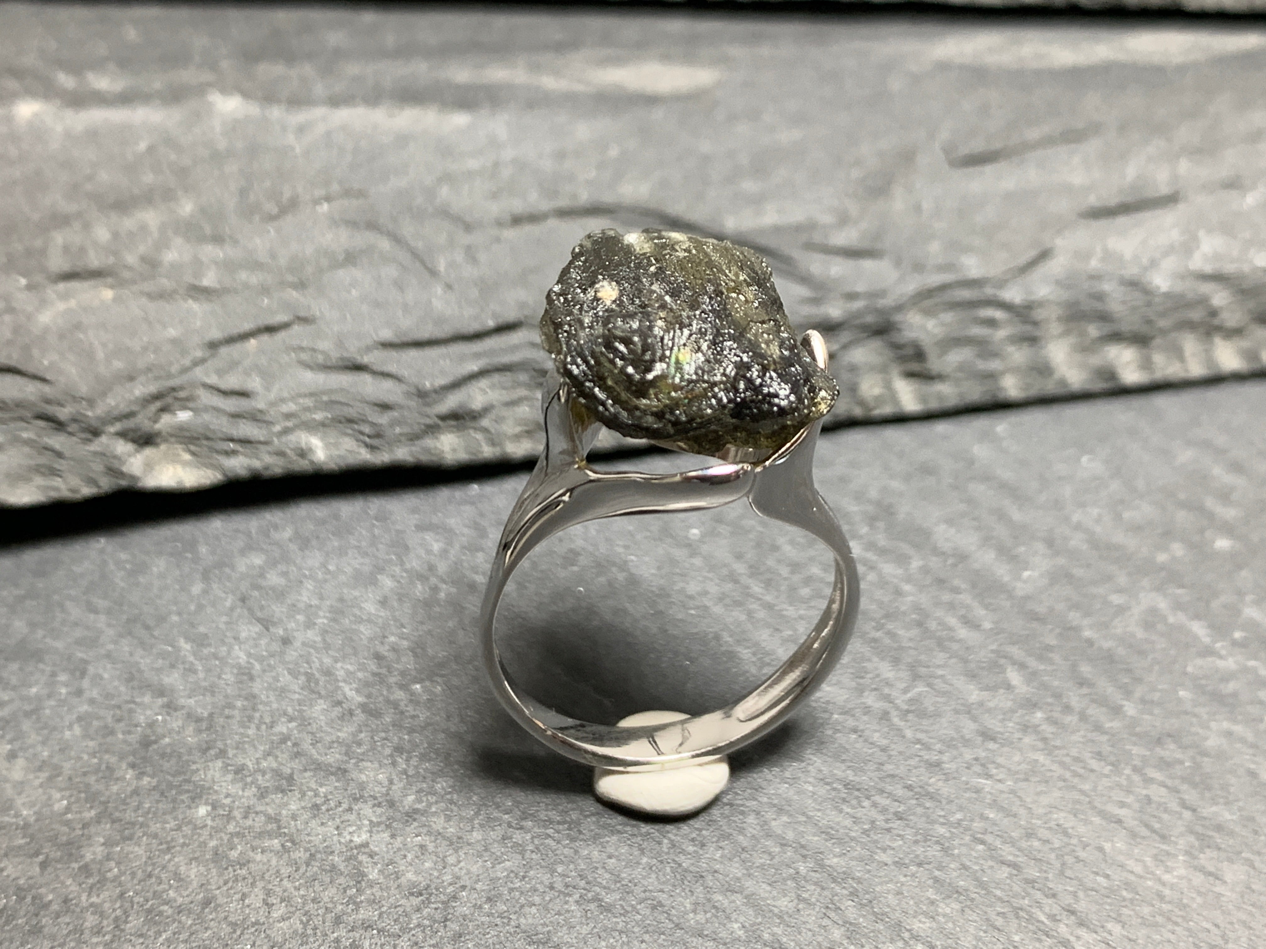 Genuine Czech orders Moldavite Rough Ring