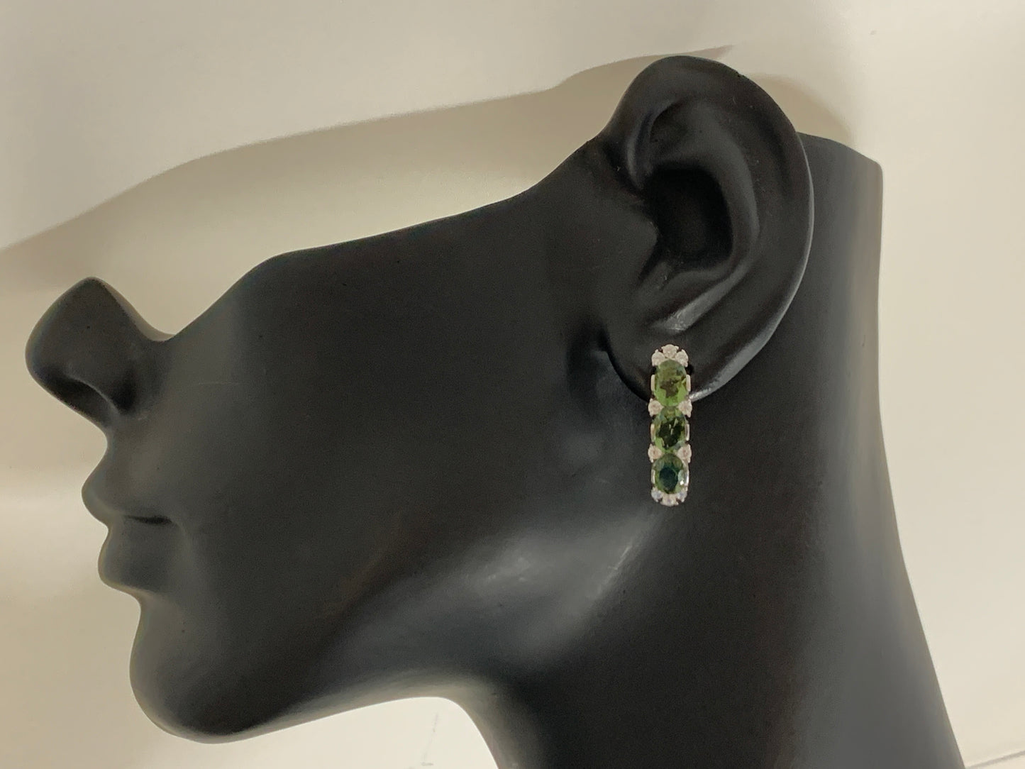 Moldavite & Zircon Silver Earrings