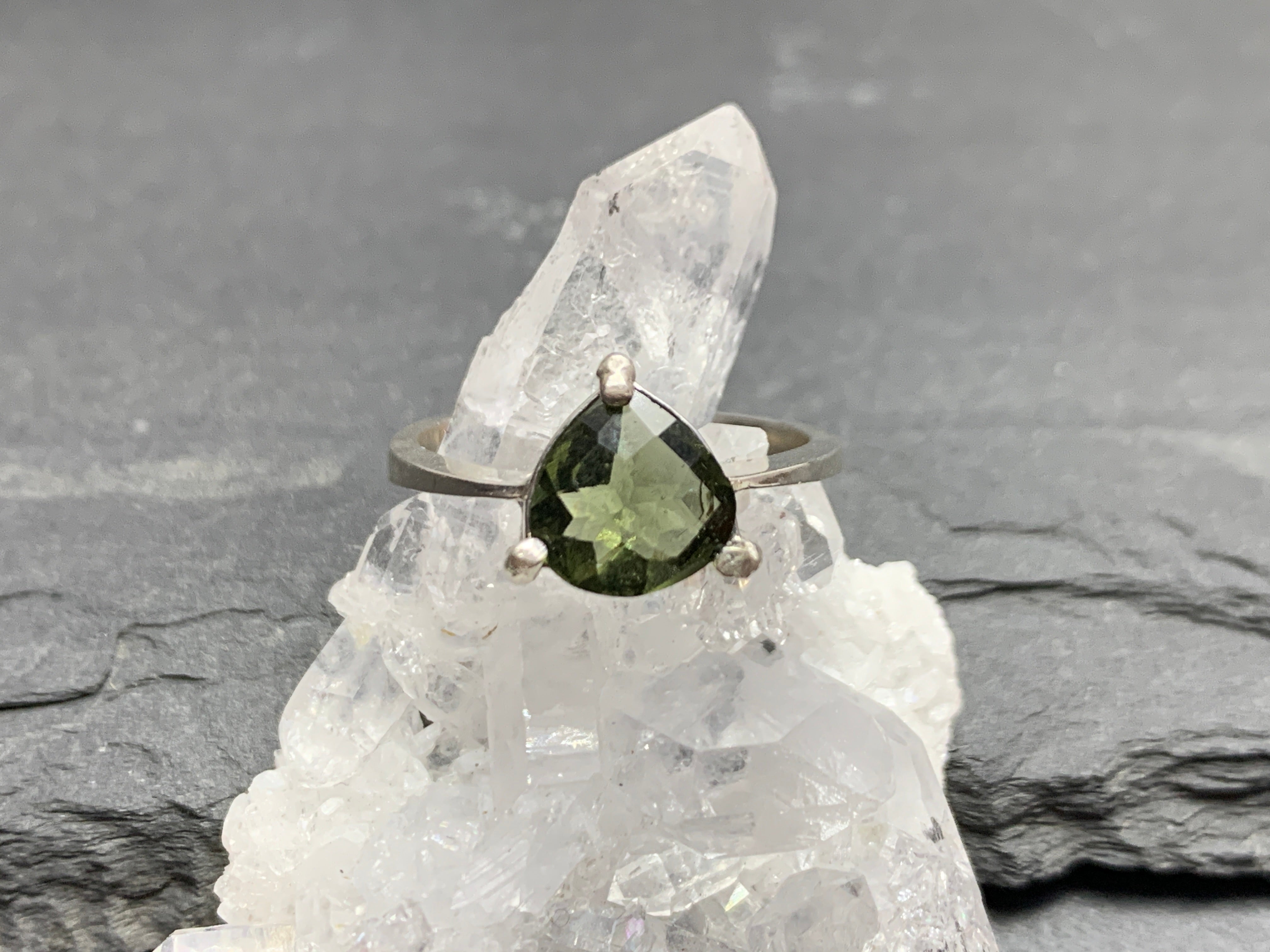 Faceted on sale moldavite ring