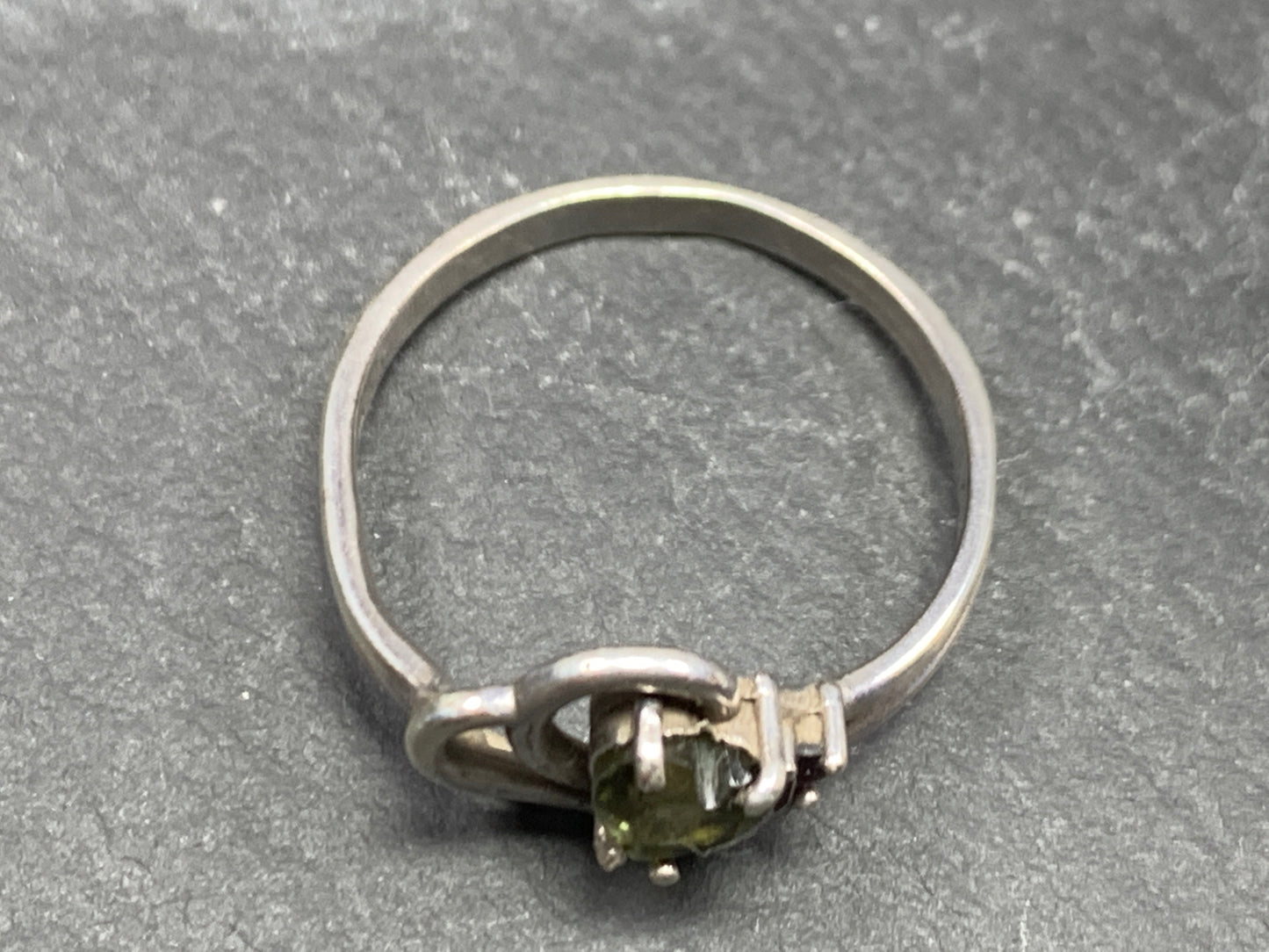 Moldavite & Garnet ring size 7.25